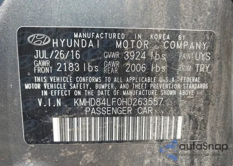 2017 Hyundai Elantra Limited from USA, damaged, VIN KMHD84LF0HU263557